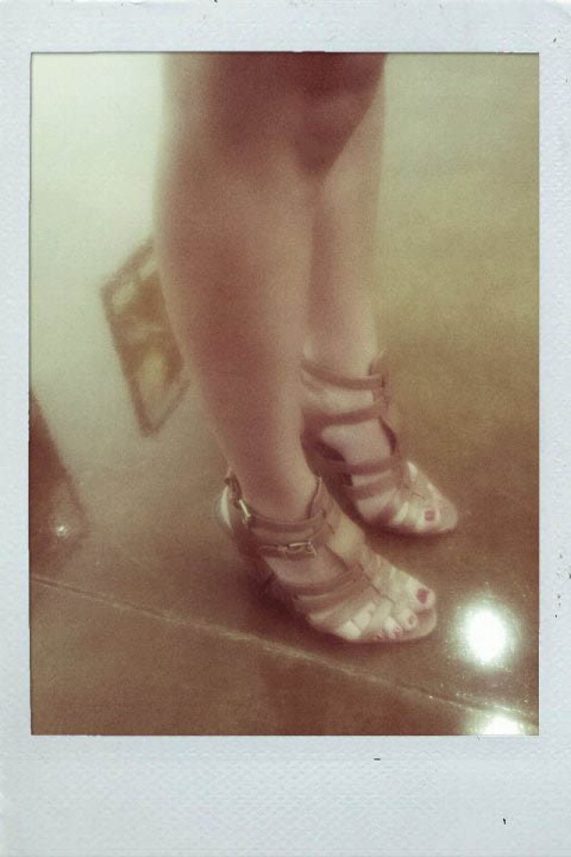 Tara&#039;s shoes complete her look.