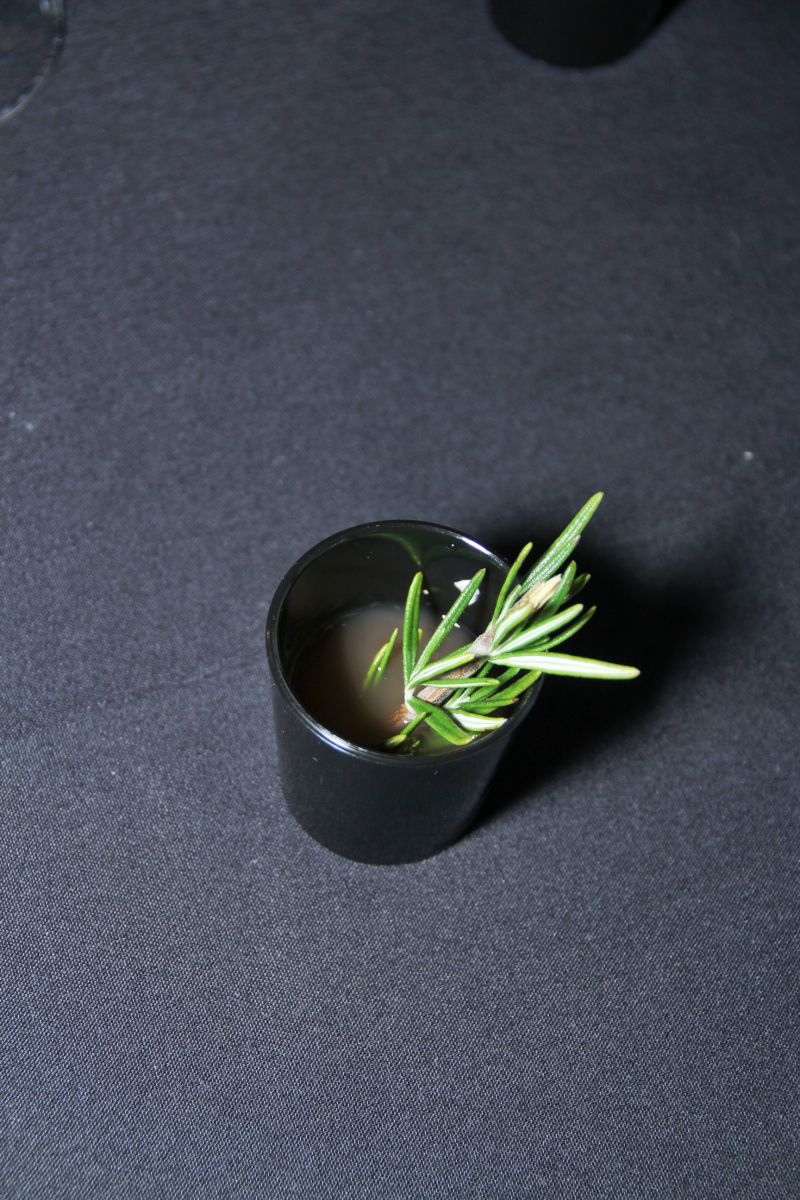Sample of Palace Hotel&#039;s signature cocktail, with rosemary garnish