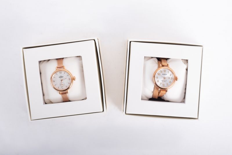 Shinola &quot;The Birdy&quot; mesh bracelet watch, $525, and &quot;The Birdy&quot; leather band watch, $525, both available at M. Dumas &amp; Sons