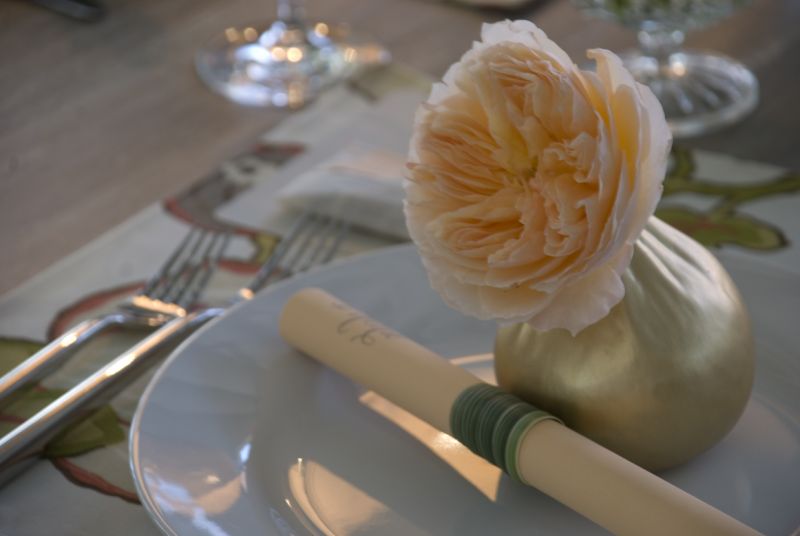 How much do I love these golden fig bud vases from GDC Home? Lots. And then some more. The A Charleston Bride gals placed them on each plate and we loved how they brought the gold from the chairs onto to tabletop, and contrasted with the flat finish of the table.