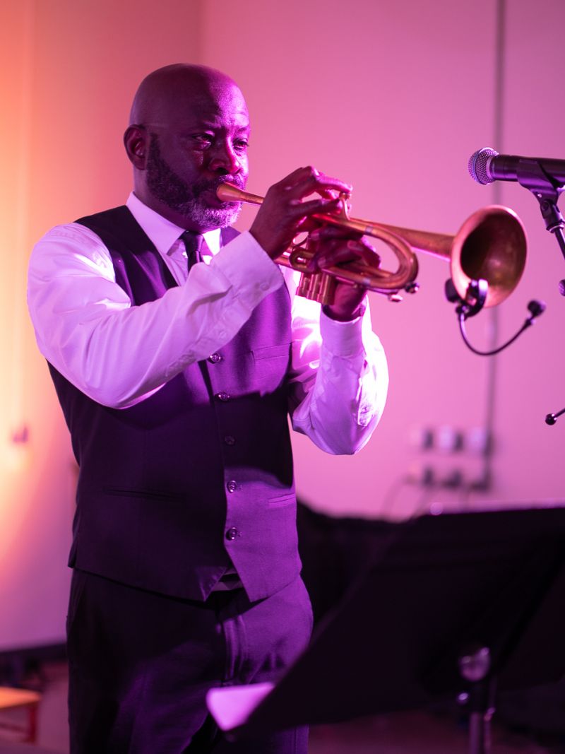 Grammy-winning trumpeter Charlton Singleton entertained guests throughout the eventing with his band Contemporary Flow.