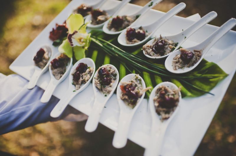 EAT FRESH: “We wanted to show people how amazing local, organic cuisine truly is and Fred did a perfect job!” says Katharine of Fat Hen Catering and the menu. Treats like a delicious duck confit topped with cranberries certainly did the trick.