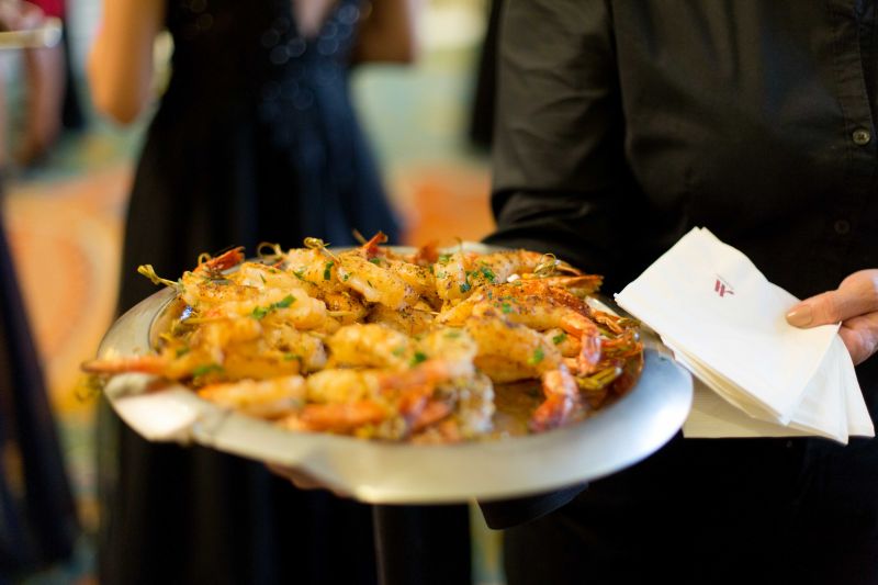 The Marriott provided a number of scrumptious hors d&#039;oeuvres, including grilled shrimp kabobs and bite-sized caprese salads.