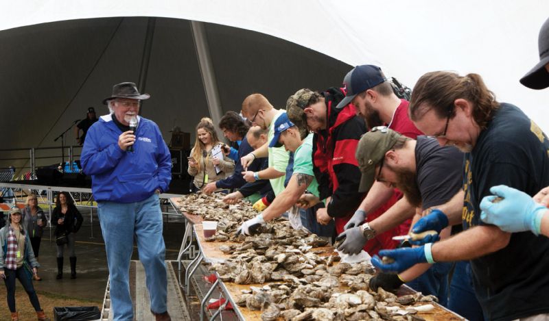 The competition was fierce in the oyster-shucking showdown, hosted by Blue Point Brewing Company.