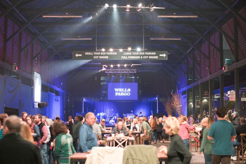 Party-goers flooded the Visitor Center Bus Shed for an evening of music, dancing, and dining.