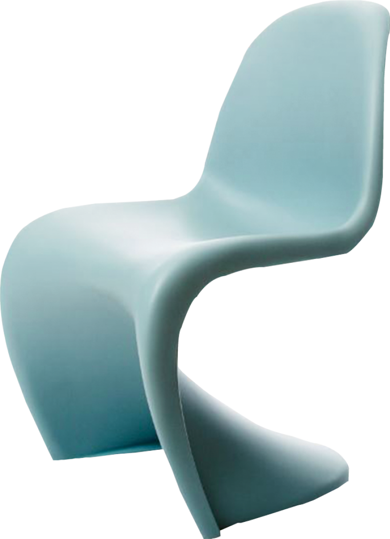 “Panton” chair in “ice blue” by Vitra, price upon request at Carolina Business Interiors