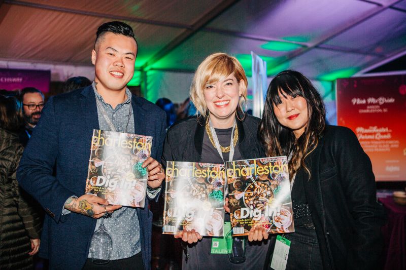 Shuai and Corrie Wang of Short Grain (and the upcoming Jackrabbit Filly) with Charleston magazine assistant editor Jen Choi