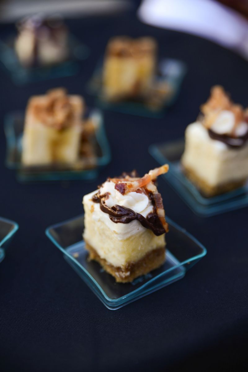 Candied bacon and gnoche cheesecake bites from SweetD&#039;s