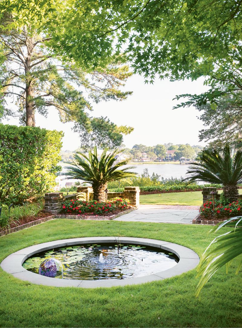 Circle Up: A peaceful koi pond from Sheila Wertimer’s first-round design still complements the garden post-revision.