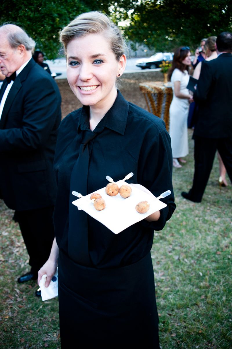 Guests enjoyed crab fritters with a cream corn pipette