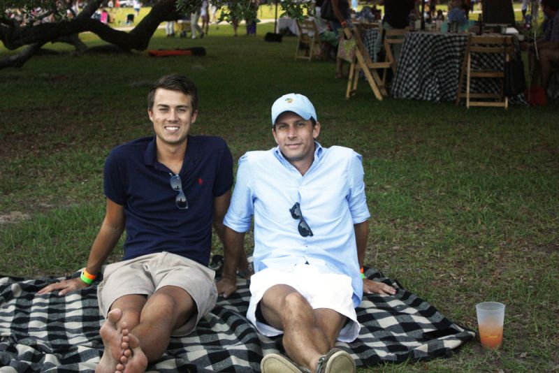 Joe Wright and Trey Howell lounged under the oaks at the Spoleto SCENE private party.