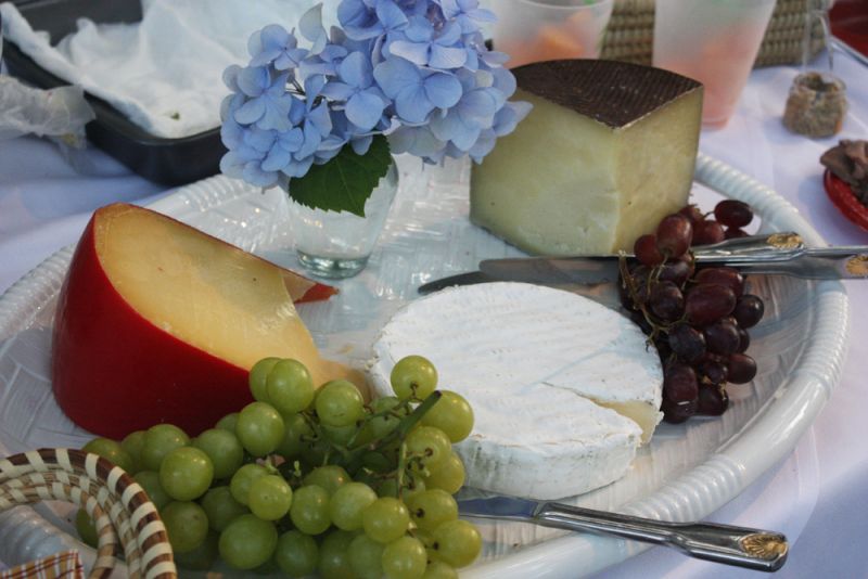 A beautifully arranged cheese plate