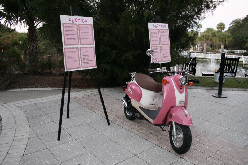 The most exciting item in the silent auction--a Komen-themed pink vespa