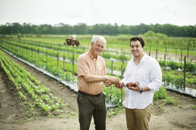 FIG chef Jason Stanhope, right, with farmer Pete Ambrose