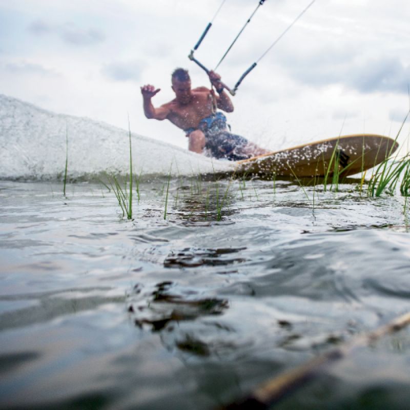 Blair has a little fun near Castle Pinckney, spraying photographer Bobby Altman with water