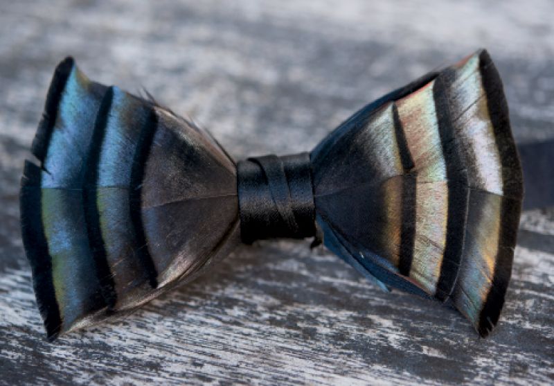 S Brannon Clothing - Another Outstanding New BRACKISH Bird Feather Bow Tie  with Shades of Pink and Grey. The Goose, Pheasant & Rooster Feathers ROYAL  Original Bird Feather Bow Tie. Handcrafted in