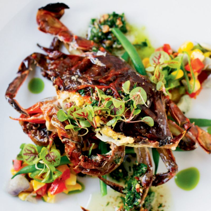 How To Make Grilled Soft-Shell Crabs with Summer Field Peas, Sweet