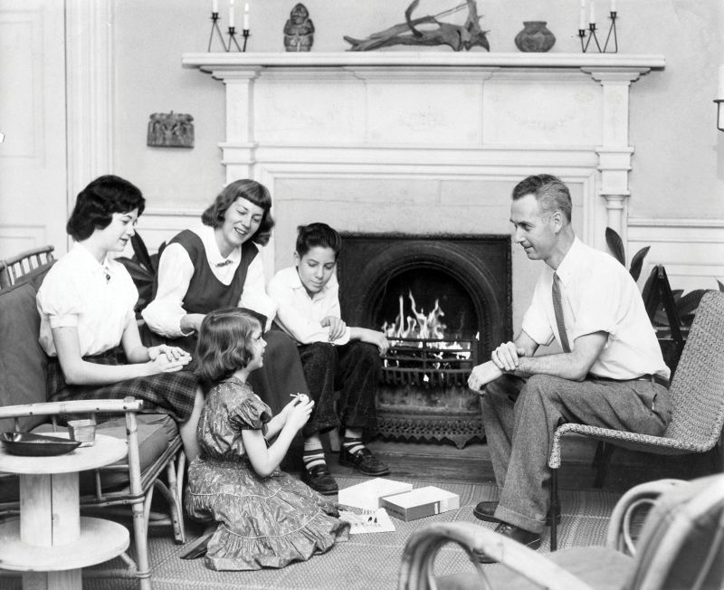The family, circa 1956: Paige, Corrie, Louise (on the floor), David, and William; McCallum was quoted as saying: “I’ve always felt that if you are a woman, it’s important, if possible, to experience all aspects of what that means, particularly our unique bond with children.”
