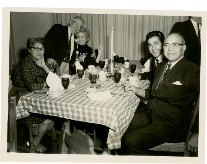 The LaBrasca family (with Effie at left and George Sr., at right) having dinner at the restaurant in the 1950s