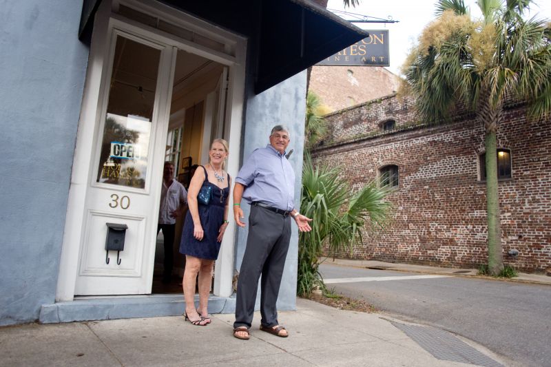 Guests were happy to model for the camera outside of Horton Hayes Fine Art gallery.