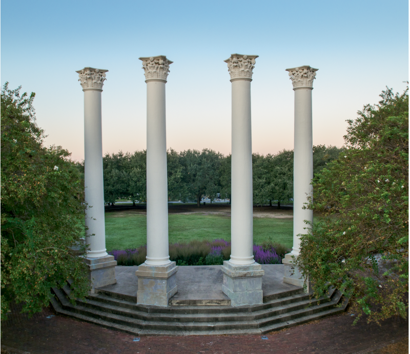 After the museum moved in 1980 to its new facility on Meeting Street, the old building caught fire and burned to the ground, leaving only its majestic Corinthian columns, today standing in Cannon Park.