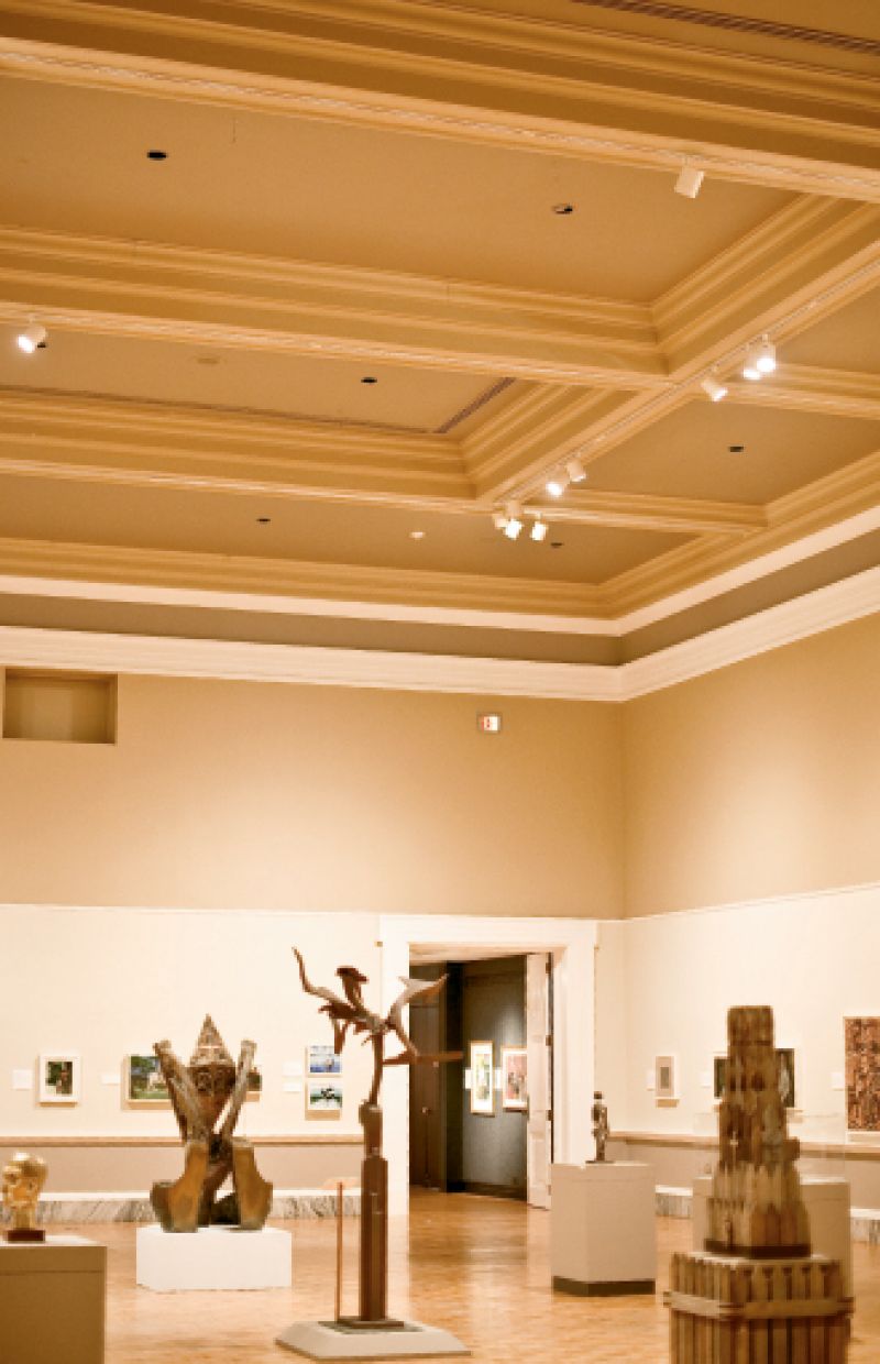 The second-floor Main Gallery will house the museum’s permanent collection—along with newly welcome daylight once the original skylights are restored—and have no “basketball court flooring,” as Daly calls the current parquet overlay.