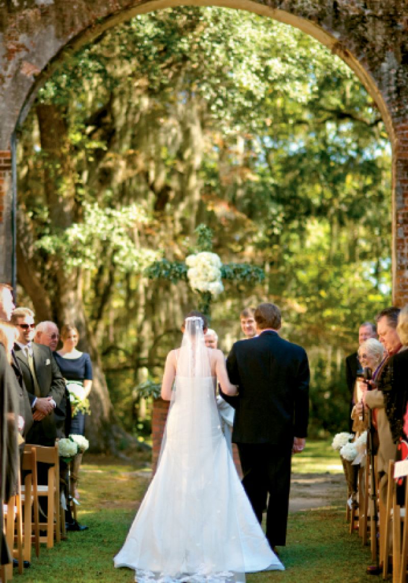 The Old Sheldon Church Ruins outside Beaufort framed Alicia Scherini and Seth Hall’s ceremony last November.