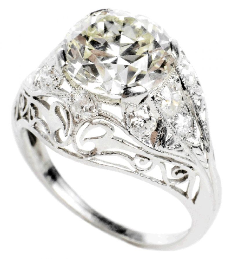 RETRO CHIC: 1920s 14K white gold ring with 2.77 ct. diamond and accent diamonds (.4 total ct.) Joint Venture, $17,500