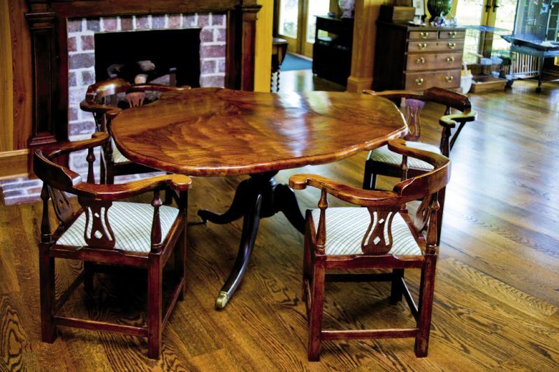 Honduran mahogany and heart pine table, 2007, 40&quot; x 36&quot; x 30&quot;