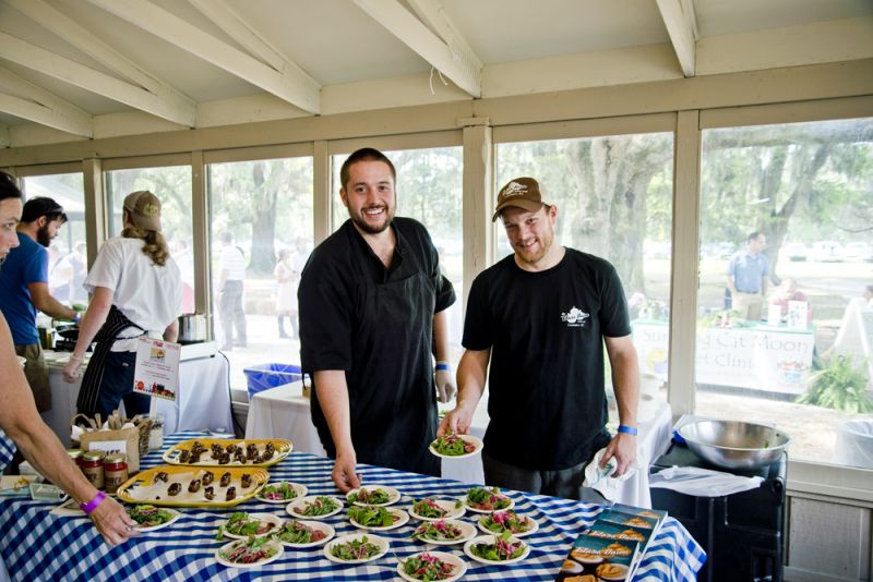 Johnny Singleton and Charlie Swindell from The Glass Onion serve up palmetto tenderloin from Palmetto Beef paired with arugula from Rosebank Farms.