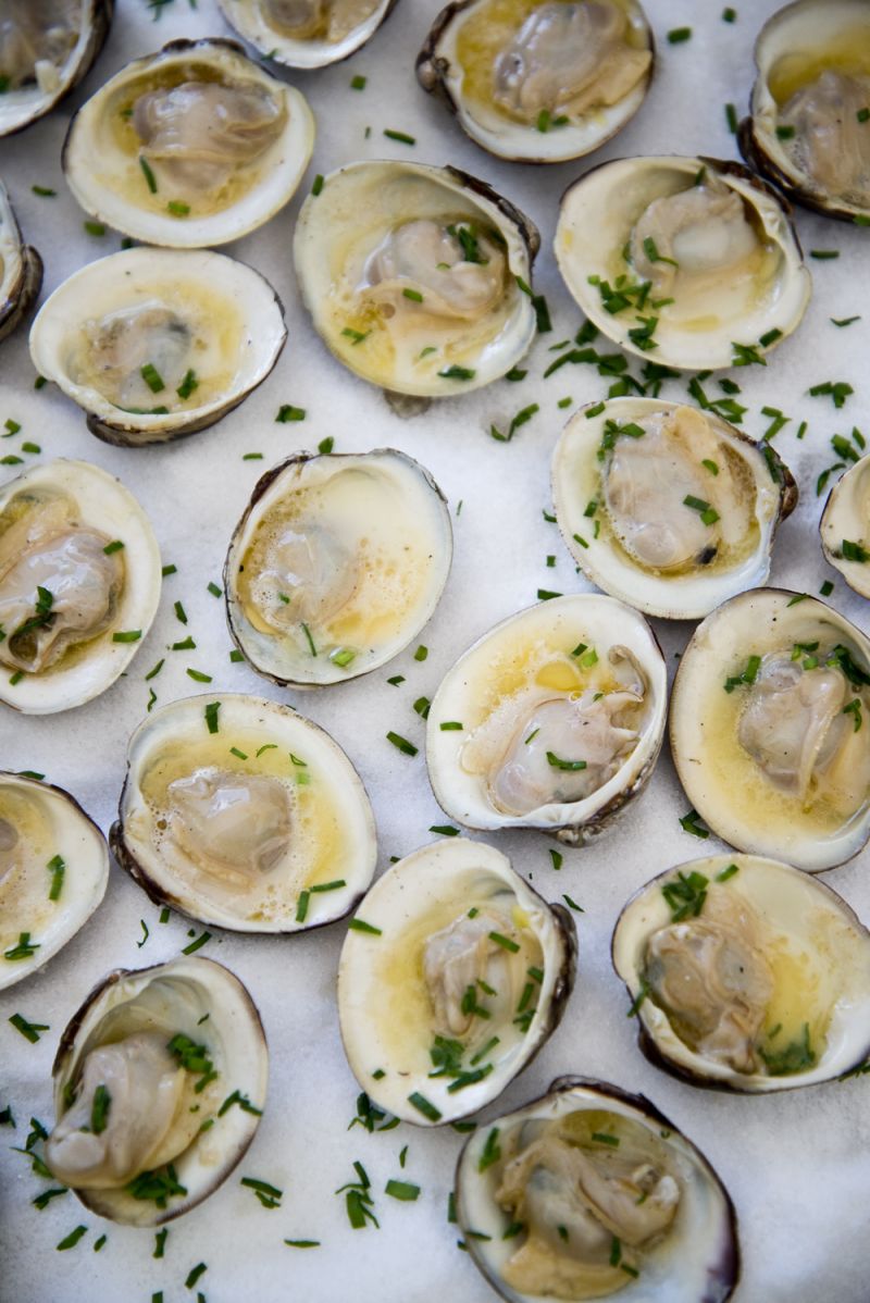 Two Boroughs Larder offered hardwood roasted clams with wild onion and buttermilk for guests to taste at the party.
