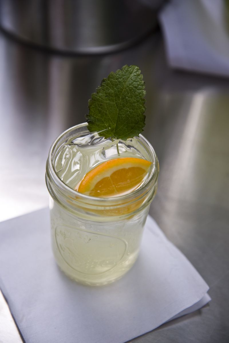 Firefly moonshine, lemonade, club soda, orange, and fresh lemon thyme make up the Firefly Stinger- a refreshingly tasty drink perfect for a warm afternoon in the Lowcountry.