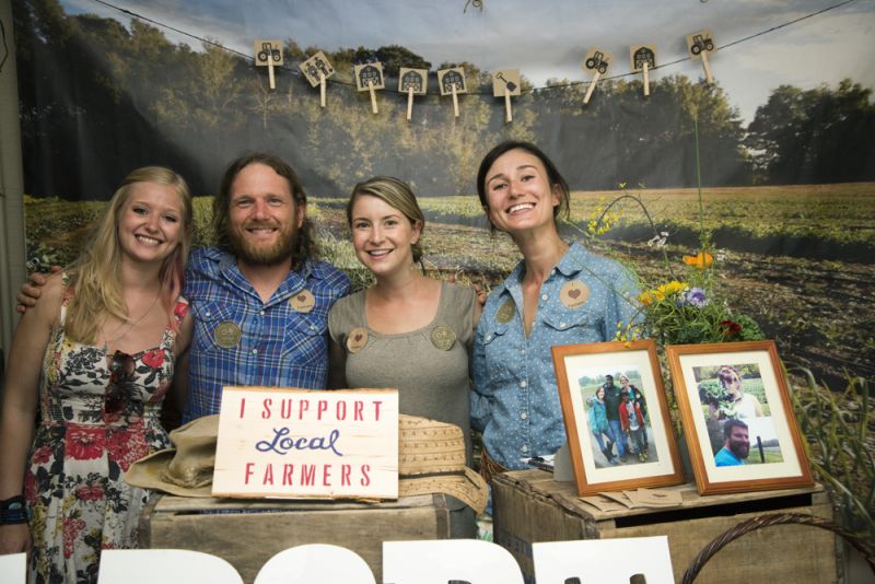 LLF members Leah Highfield (Farm Apprentice), Chris Miller (Teaching Plot Manager), Tasha Pavlovich (Apprentice), and Avril Fabian man the table where patrons could “adopt” plants and support local farmers.