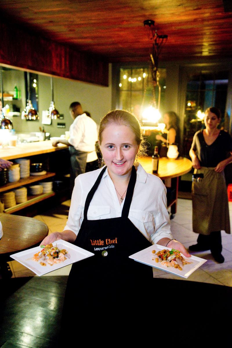 Little chef Maggie McMillan served a Thai seafood salad with late summer stone fruit and puffed Charleston gold rice.
