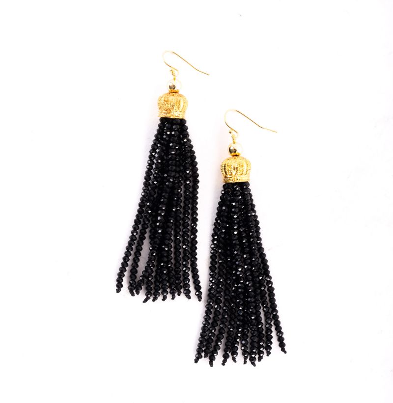 Susan Shaw &quot;Beaded Tassel&quot; earrings in black, $48 at Jude Connally