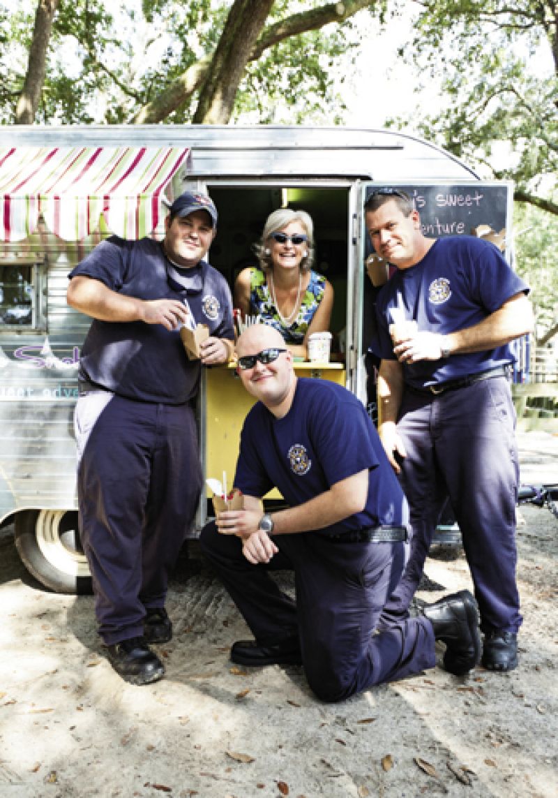 local firemen visit for a sweet treat