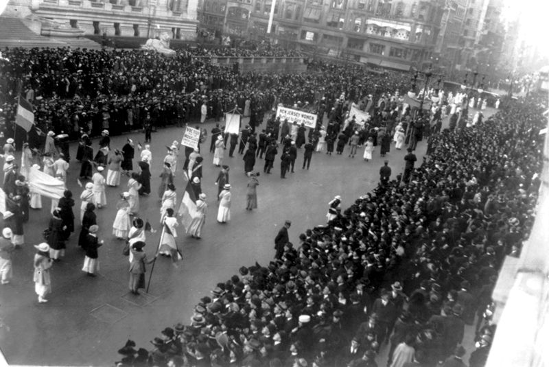 The 1915 suffrage parade in New York City.