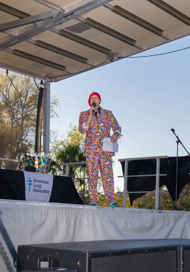 Host Ryan Becknell brought the flower power, amping up the crowd for lip sync performances by local celebrities.