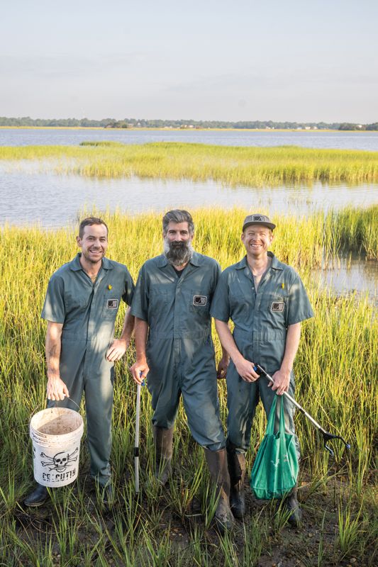 MARSH Project founders Joel Caldwell, Blake Scott, and Blake Suárez continue restoration efforts in Halsey Creek, engaging and educating their neighbors through community-based projects to rewild the watershed, such as planting native species and seed harvesting.