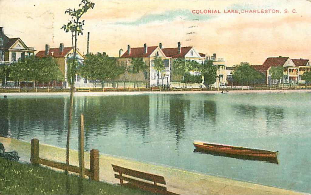 A circa-1909 postcard shows the houses along Rutledge Avenue, as viewed from Beaufain Street.