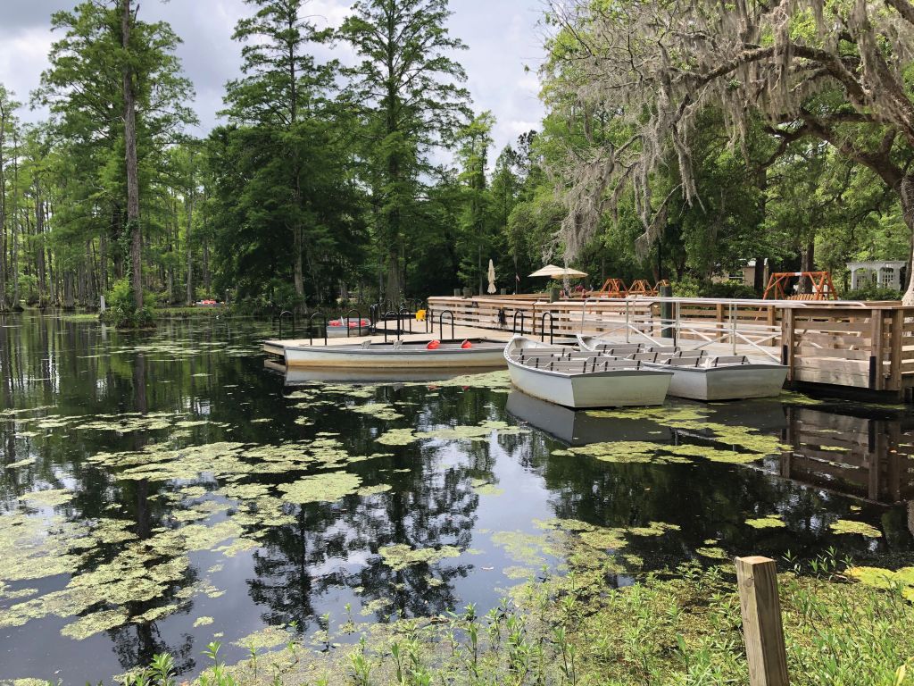 Visitors can paddle their own boats along marked trails at no extra charge. 