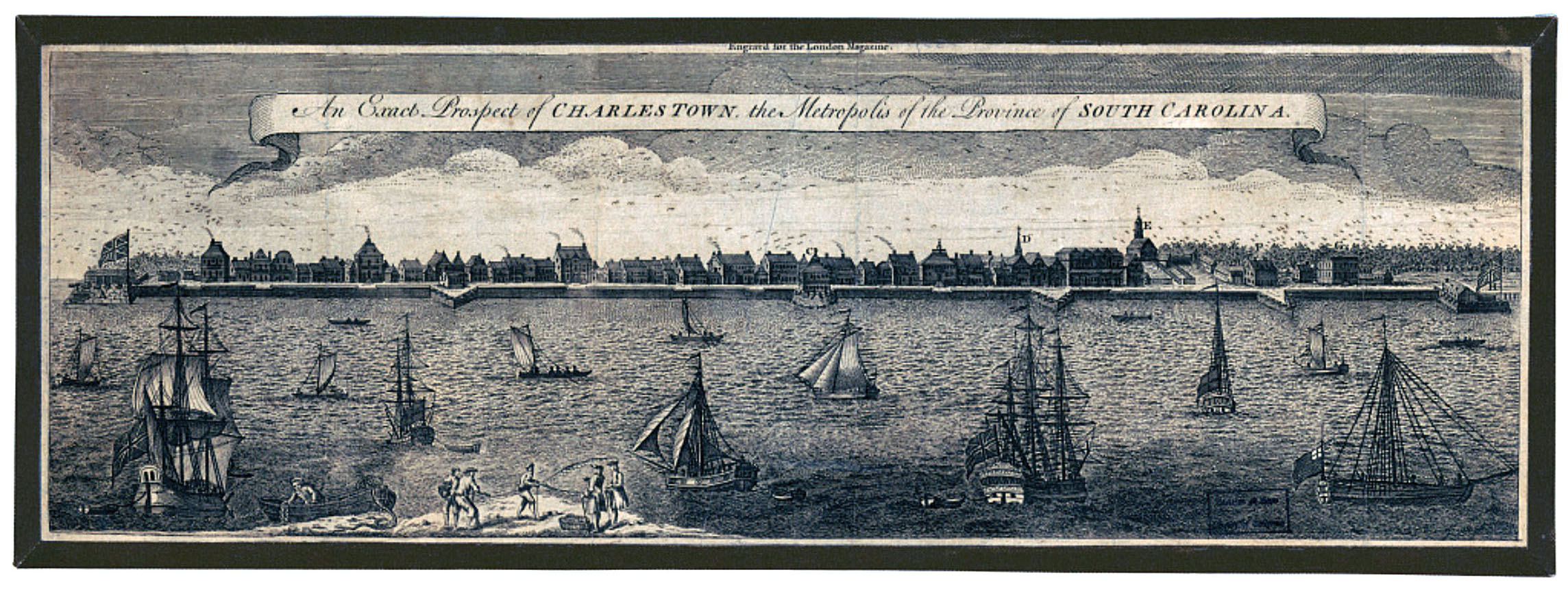 An engraving of Charleston Harbor, circa 1760.